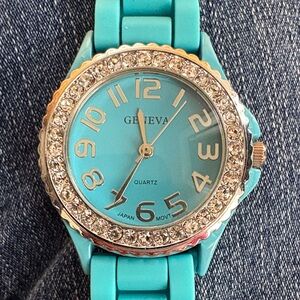 Geneva Women's Blue Watch with Crystal Bezel